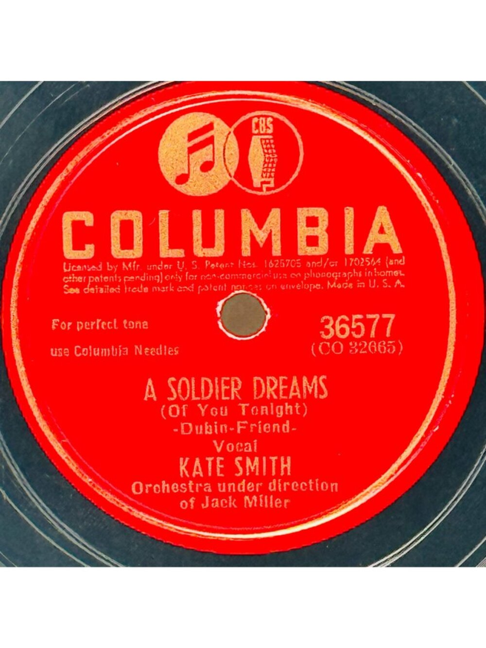 Kate Smith One Dozen Roses 10 Inch Shellac 78 RPM Columbia Records 36577 VG+ - Picture 3 of 6